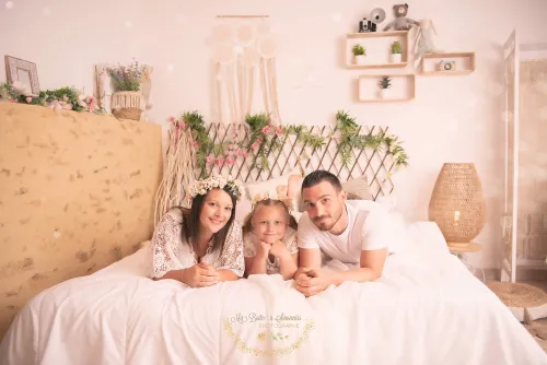 Photo famille bohème chic à Le Mans – ambiance lumineuse